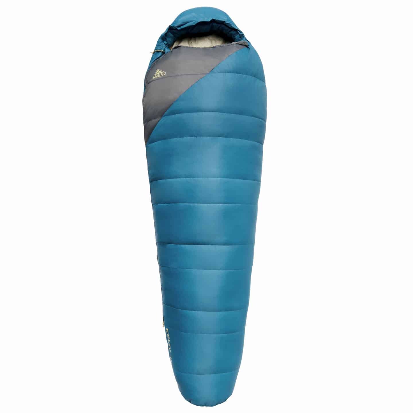 A sleeping bag in blue color laid on a white surface" - sleeping bags, camping sleeping bags