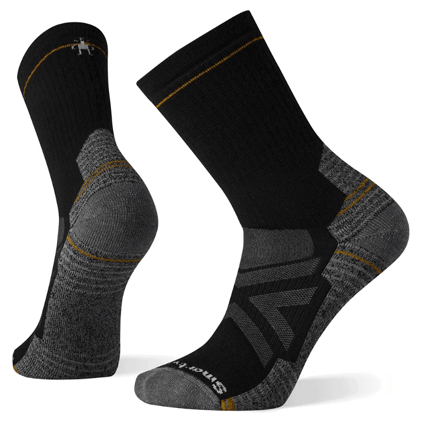 A pair of best hiking socks in black and grey on a white background.