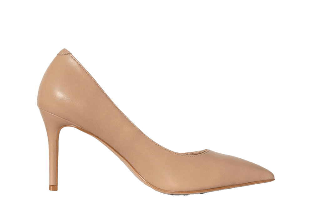 a woman's nude high heeled shoe.