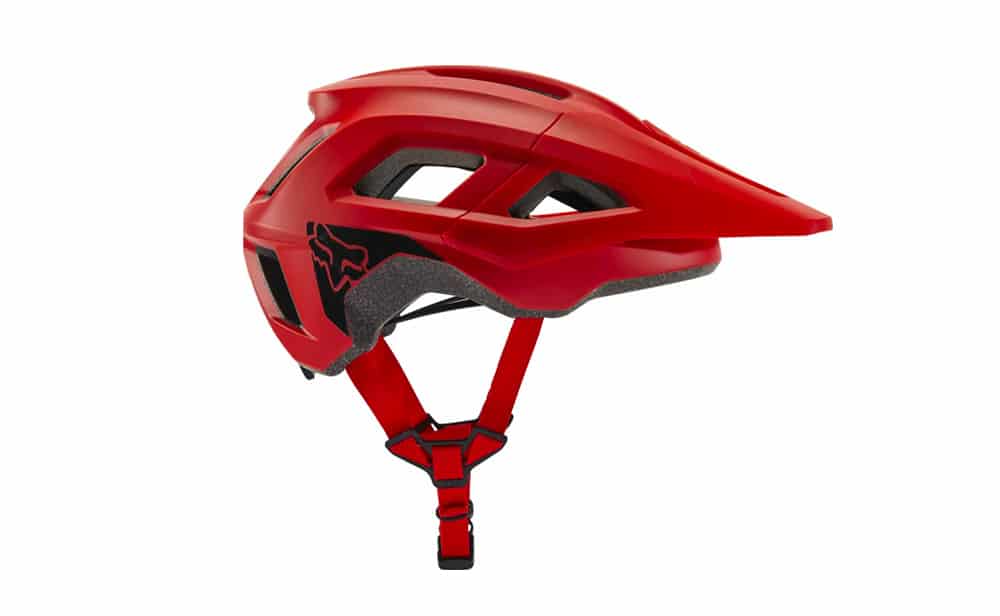 Red helmet for adventure biking.
