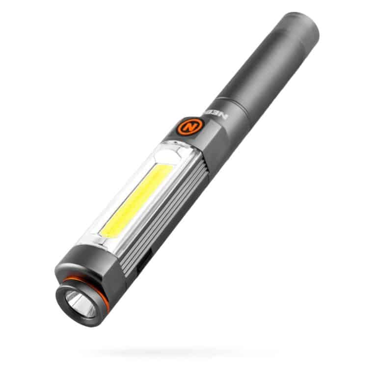 A camping torch with a yellow light.