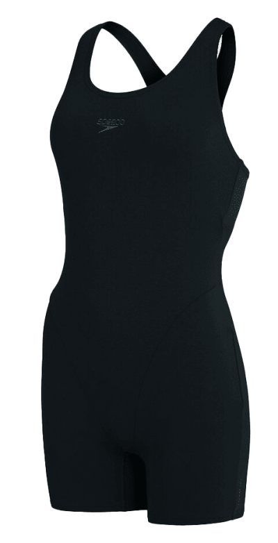 a women's black bodysuit with straps.