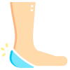 heel A hiker's foot with a patch on their hiking boot.