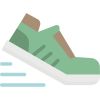 running A green hiking boot with a rubber sole.